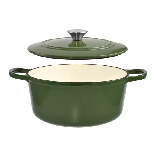 Vas de Gătit Emailat cu Capac 3,5 Litri, Verde Handy KitchenServ