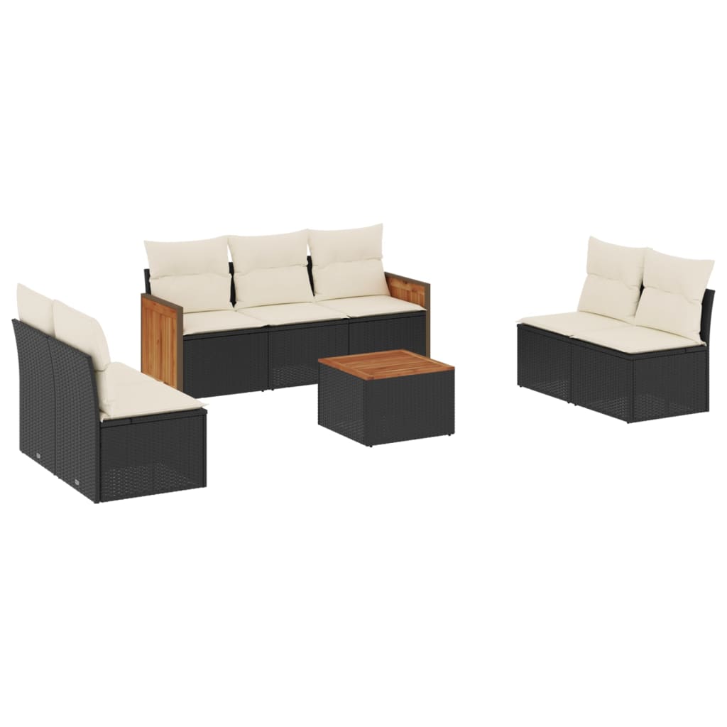 Set mobilier de grădină cu perne, 8 piese, negru, poliratan GartenMobel Dekor