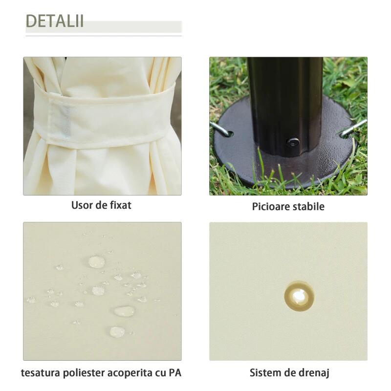 Pavilion/foisor pentru gradina/terasa, cadru metalic, cu perdele, crem, 4x3x2.80 m GartenVIP DiyLine