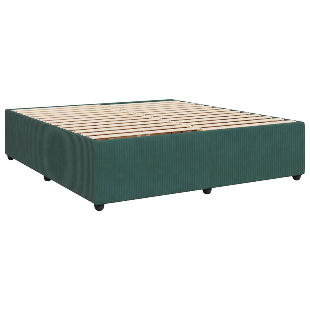 Pat box spring cu saltea, verde închis, 200x200 cm, catifea GartenMobel Dekor
