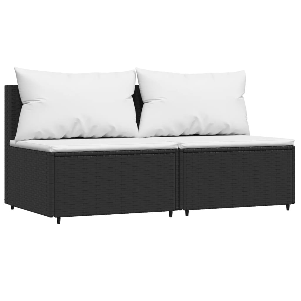 Set mobilier de grădină cu perne, 3 piese, negru, poliratan GartenMobel Dekor