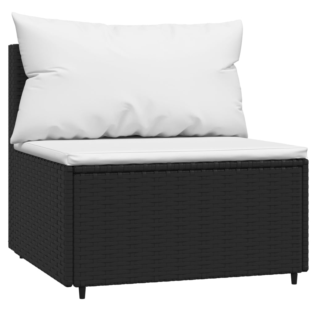Set mobilier de grădină cu perne, 3 piese, negru, poliratan GartenMobel Dekor