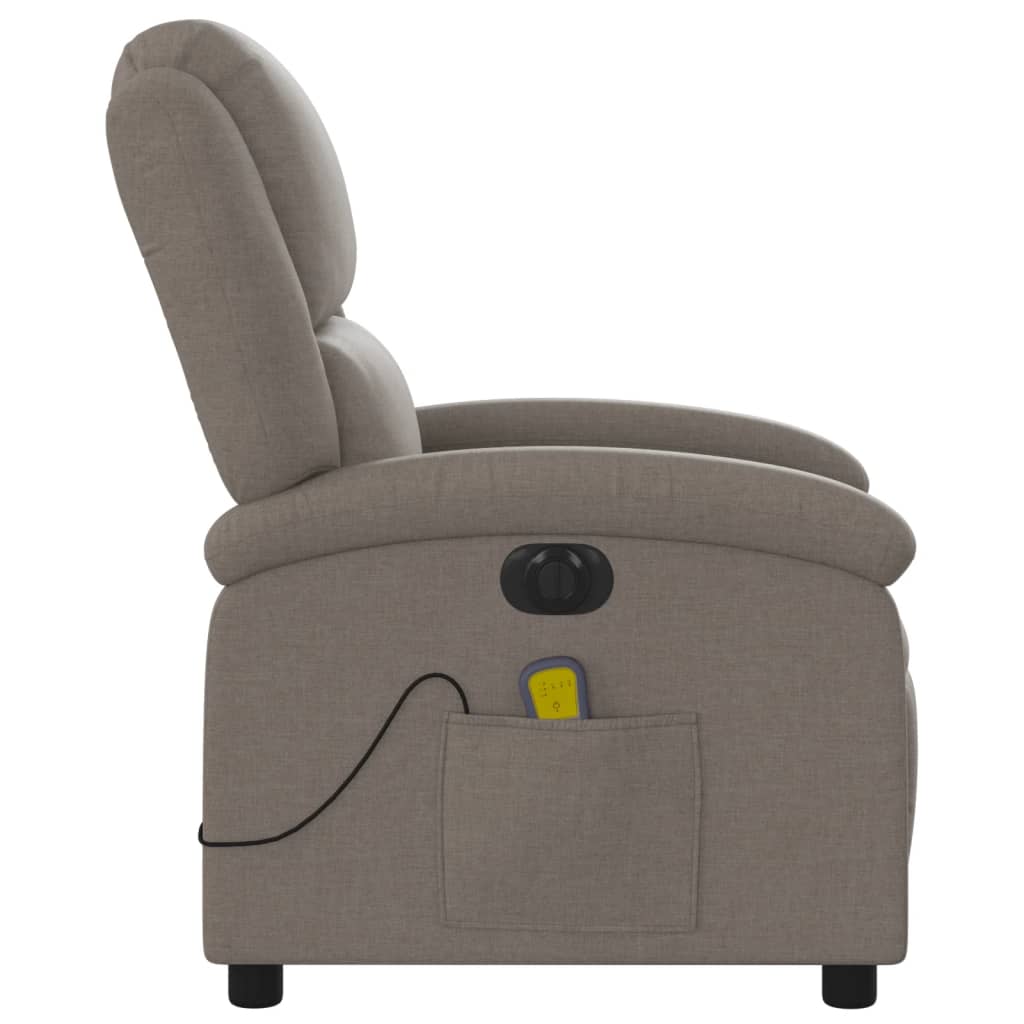 Fotoliu electric de masaj rabatabil, gri taupe, textil GartenMobel Dekor