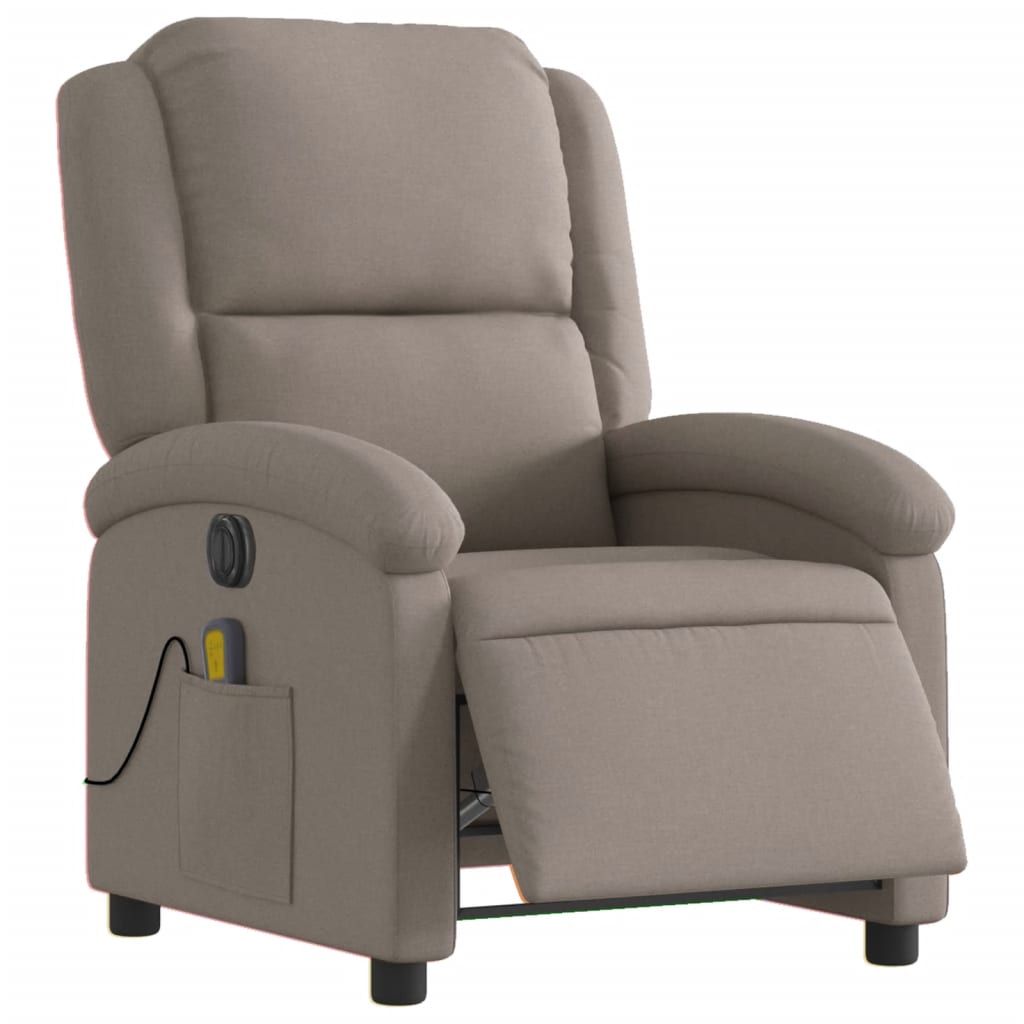 Fotoliu electric de masaj rabatabil, gri taupe, textil GartenMobel Dekor