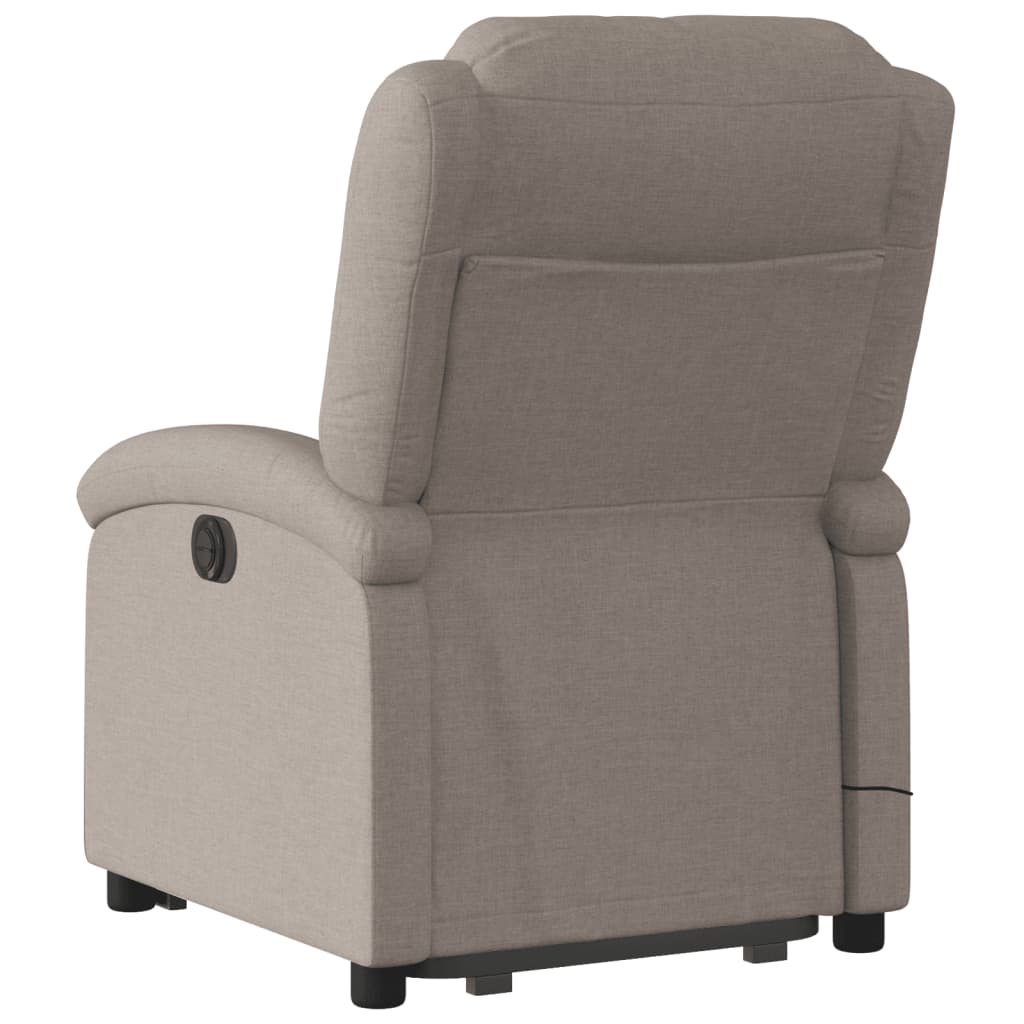 Fotoliu electric masaj rabatabil cu ridicare, gri taupe, textil GartenMobel Dekor