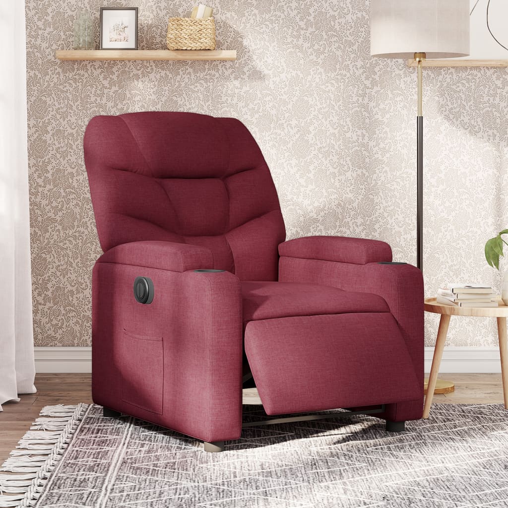 Fotoliu rabatabil electric, roșu vin, material textil GartenMobel Dekor