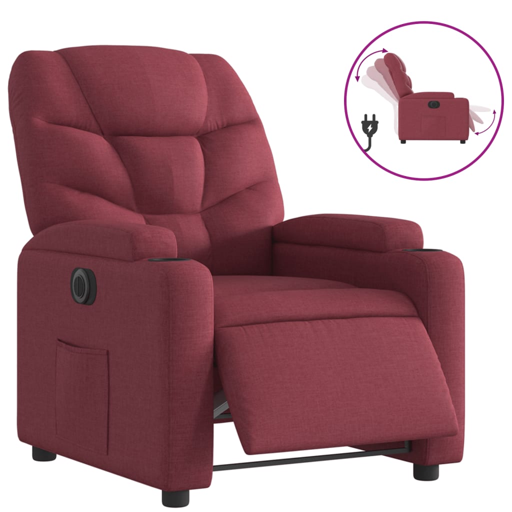 Fotoliu rabatabil electric, roșu vin, material textil GartenMobel Dekor