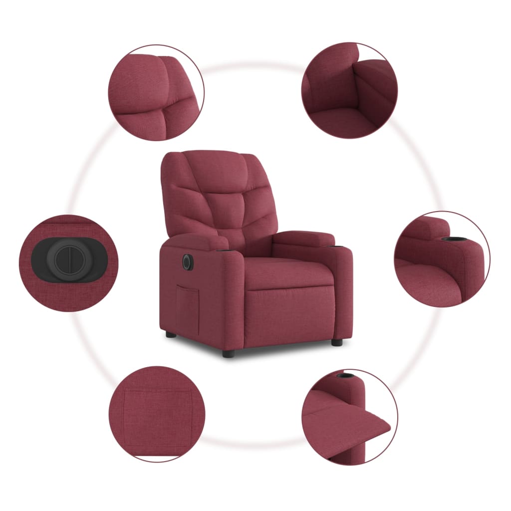Fotoliu rabatabil electric, roșu vin, material textil GartenMobel Dekor