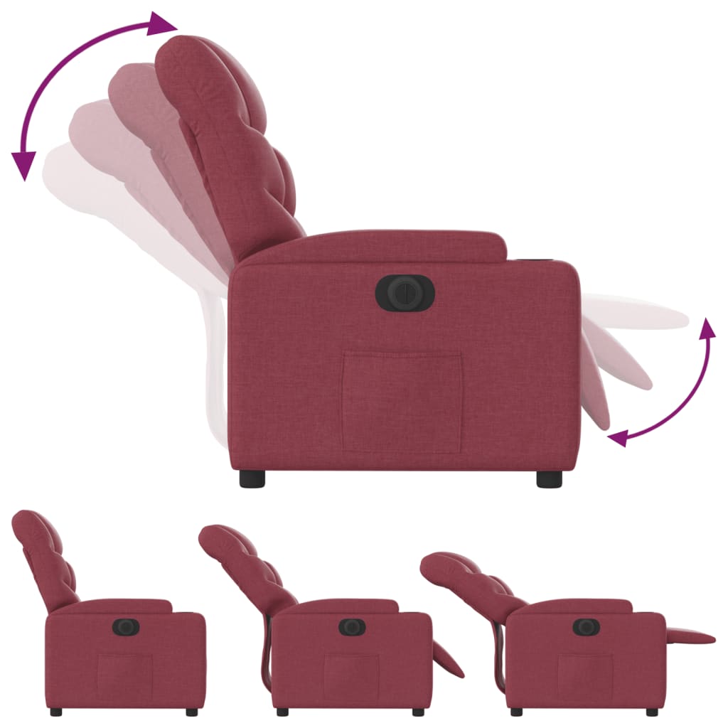 Fotoliu rabatabil electric, roșu vin, material textil GartenMobel Dekor