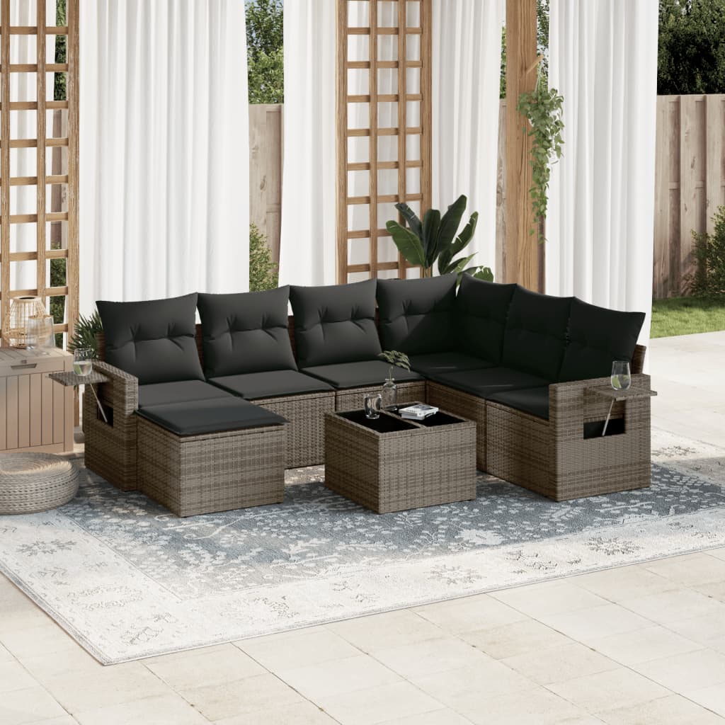 Set canapele de grădină cu perne, 8 piese, gri, poliratan GartenMobel Dekor