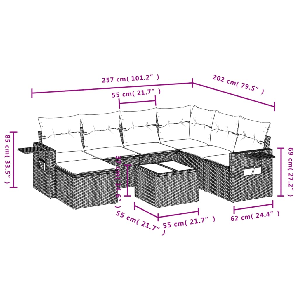 Set canapele de grădină cu perne, 8 piese, gri, poliratan GartenMobel Dekor