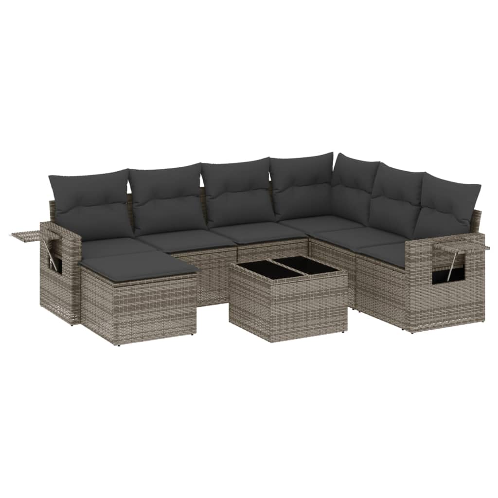 Set canapele de grădină cu perne, 8 piese, gri, poliratan GartenMobel Dekor