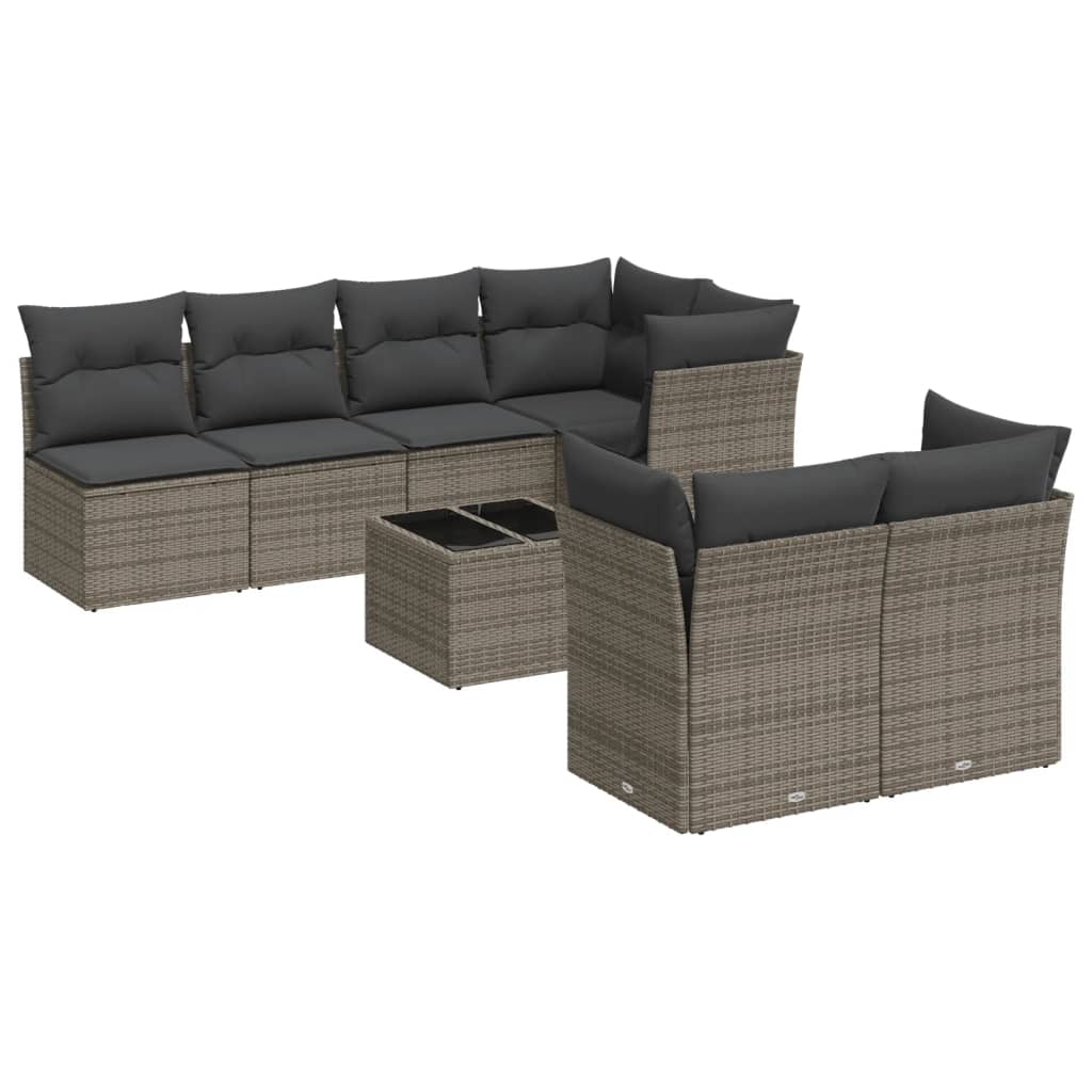 Set canapele de grădină cu perne, 8 piese, gri, poliratan GartenMobel Dekor