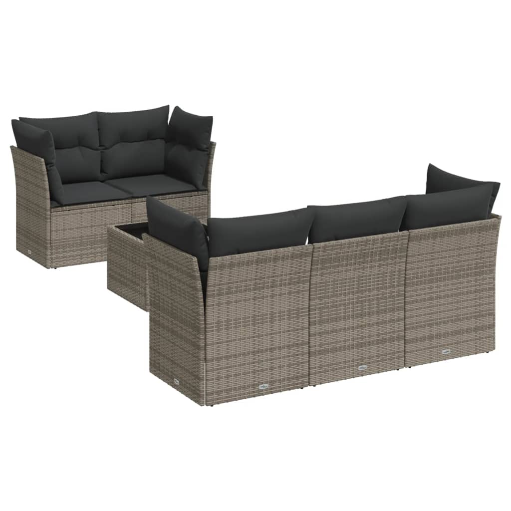 Set mobilier grădină cu perne, 6 piese, gri, poliratan GartenMobel Dekor