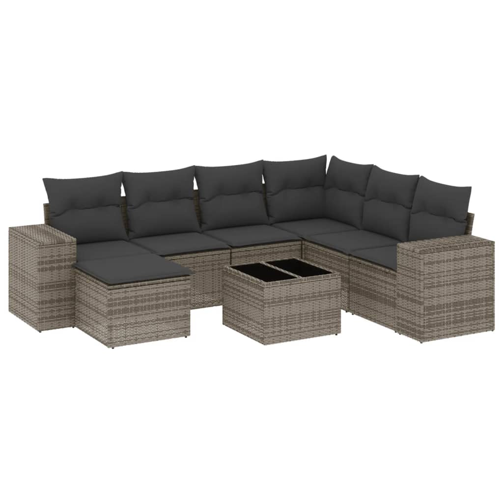 Set canapele de grădină cu perne, 8 piese, gri, poliratan GartenMobel Dekor