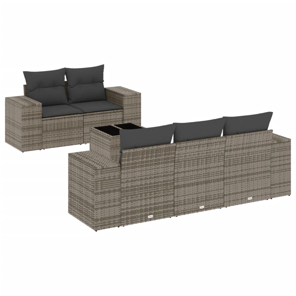 Set mobilier grădină cu perne, 6 piese, gri, poliratan GartenMobel Dekor