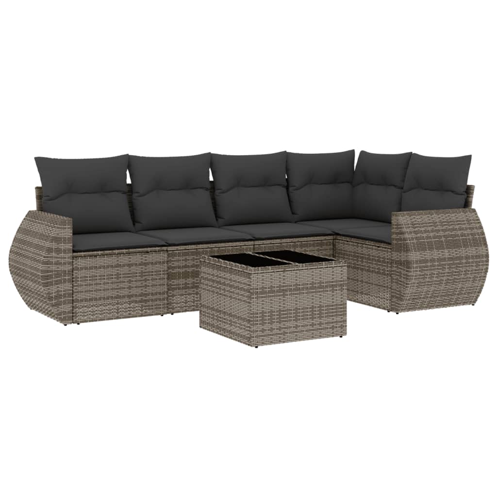 Set mobilier grădină cu perne, 6 piese, gri, poliratan GartenMobel Dekor