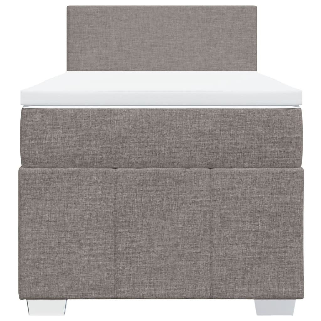 Pat box spring cu saltea, gri taupe, 100x200 cm, textil GartenMobel Dekor