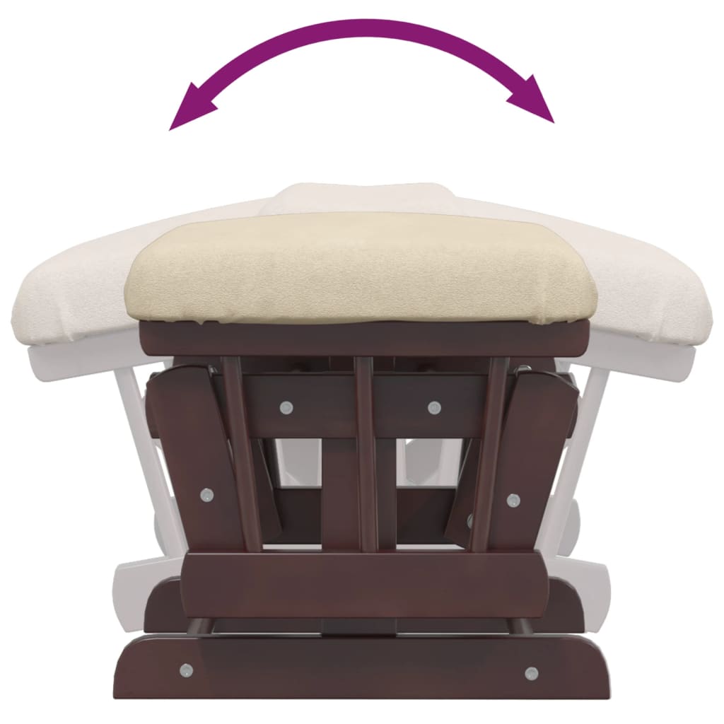 Scaun glisant cu taburet, alb crem, material textil GartenMobel Dekor