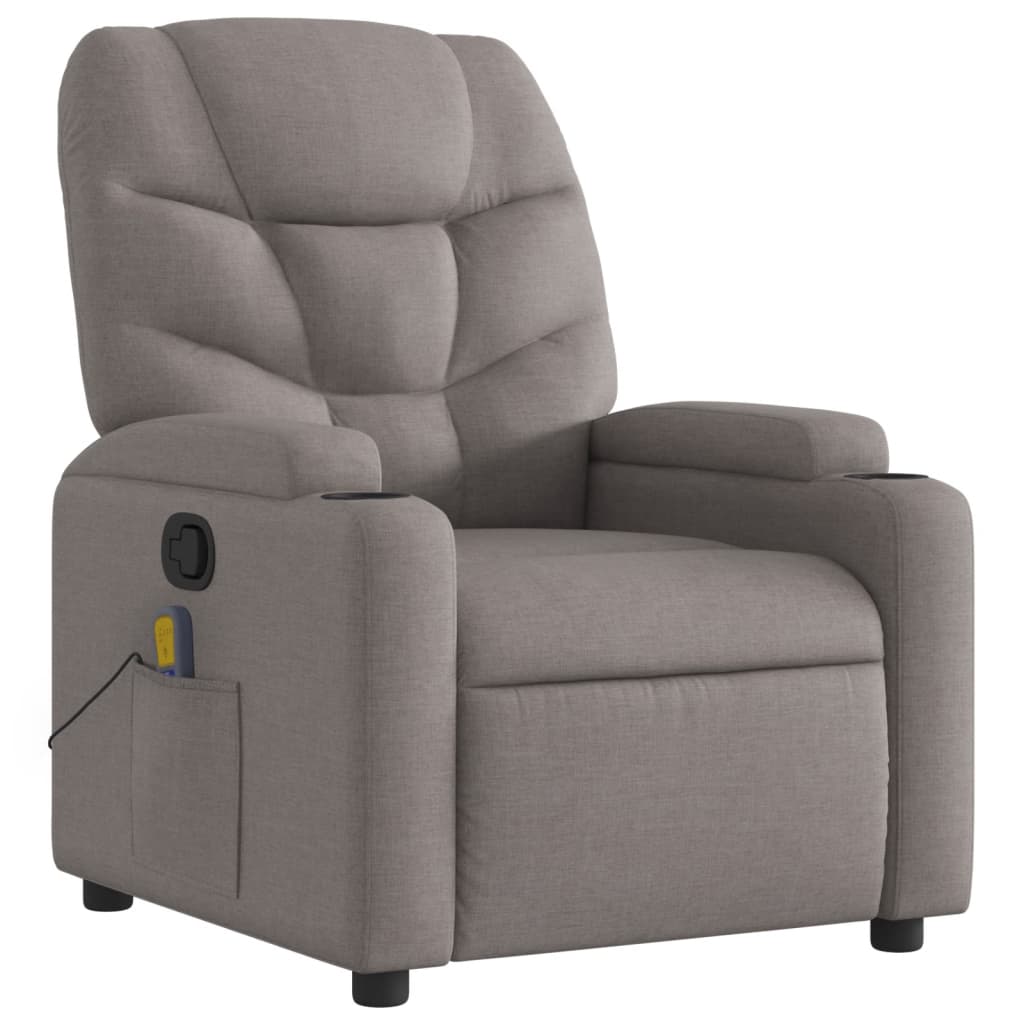 Fotoliu de masaj rabatabil, gri taupe, material textil GartenMobel Dekor