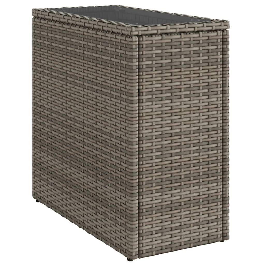Masă laterală grădină, blat sticlă, gri 58x27,5x55 cm poliratan GartenMobel Dekor