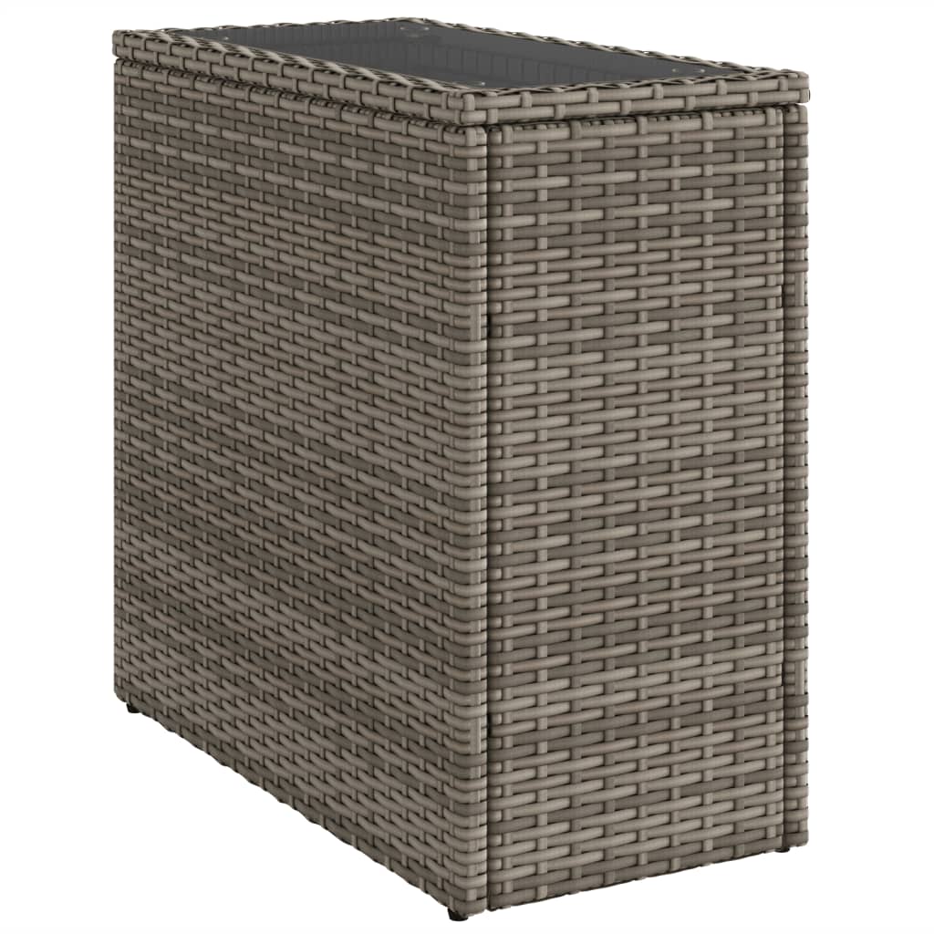 Masă laterală grădină, blat sticlă, gri 58x27,5x55 cm poliratan GartenMobel Dekor