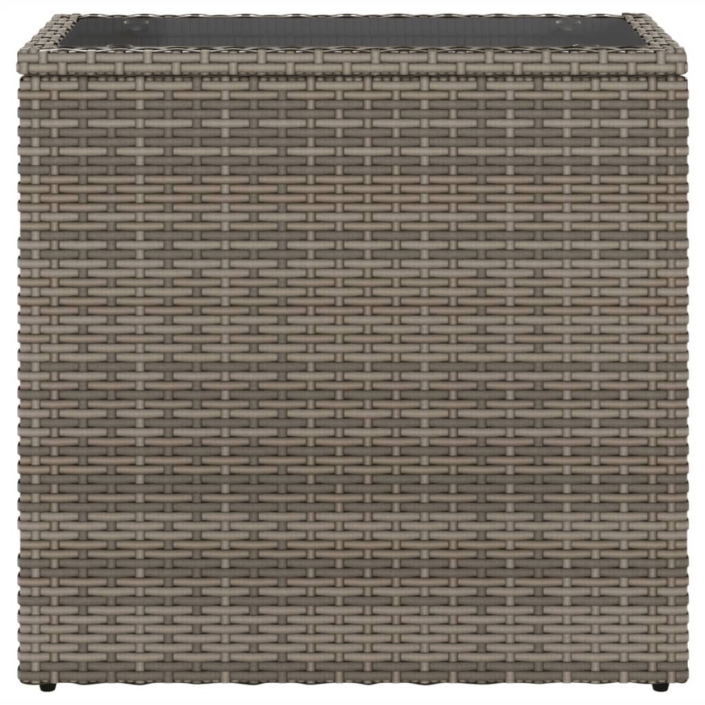 Masă laterală grădină, blat sticlă, gri 58x27,5x55 cm poliratan GartenMobel Dekor