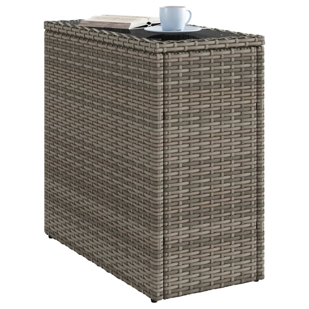 Masă laterală grădină, blat sticlă, gri 58x27,5x55 cm poliratan GartenMobel Dekor
