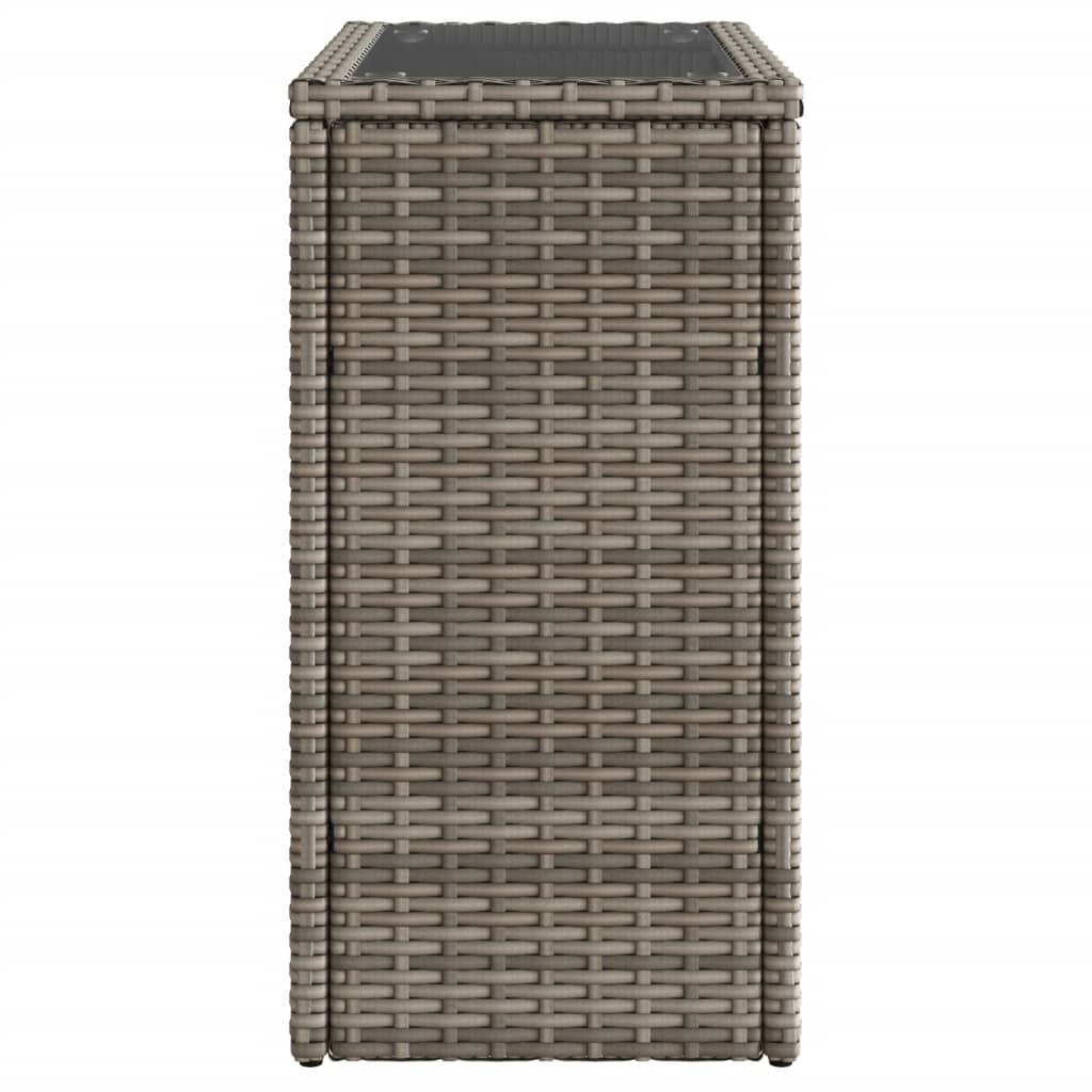 Masă laterală grădină, blat sticlă, gri 58x27,5x55 cm poliratan GartenMobel Dekor