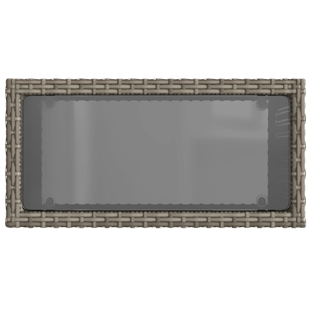 Masă laterală grădină, blat sticlă, gri 58x27,5x55 cm poliratan GartenMobel Dekor