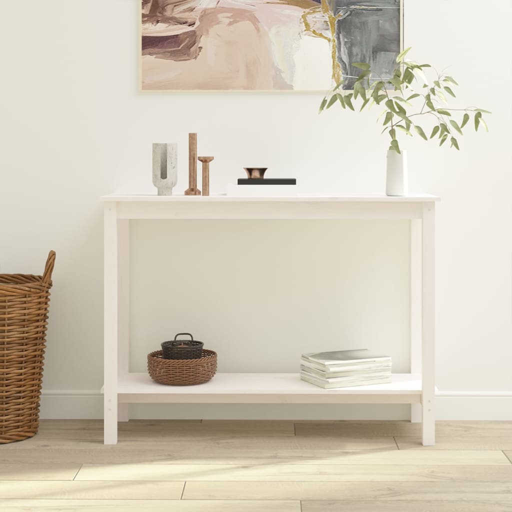 Masă consolă, alb, 110x40x80 cm, lemn masiv de pin GartenMobel Dekor