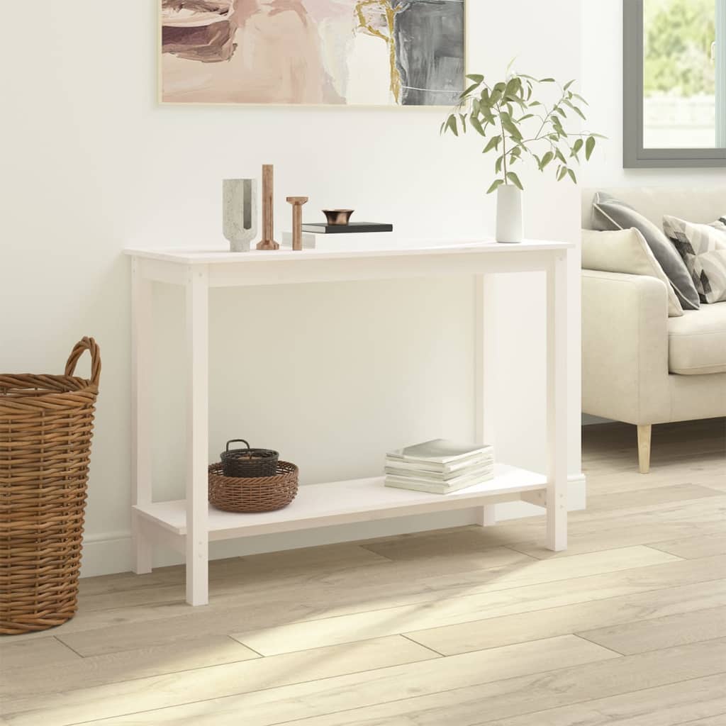 Masă consolă, alb, 110x40x80 cm, lemn masiv de pin GartenMobel Dekor