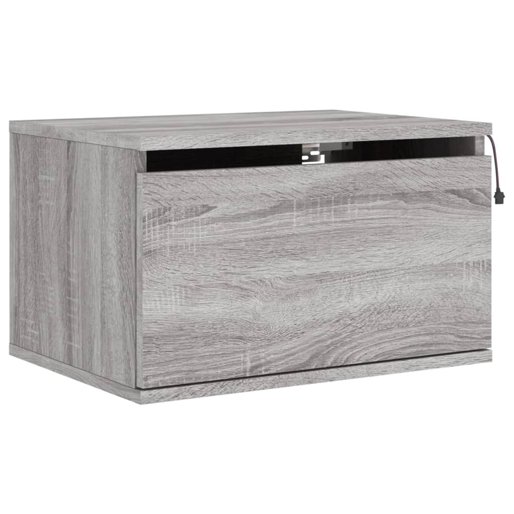 Noptieră montată pe perete cu lumini LED, sonoma gri GartenMobel Dekor