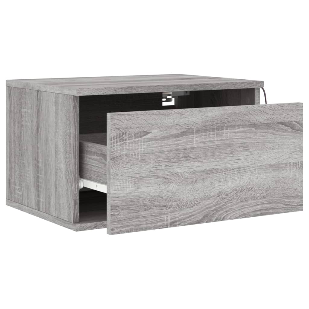 Noptieră montată pe perete cu lumini LED, sonoma gri GartenMobel Dekor