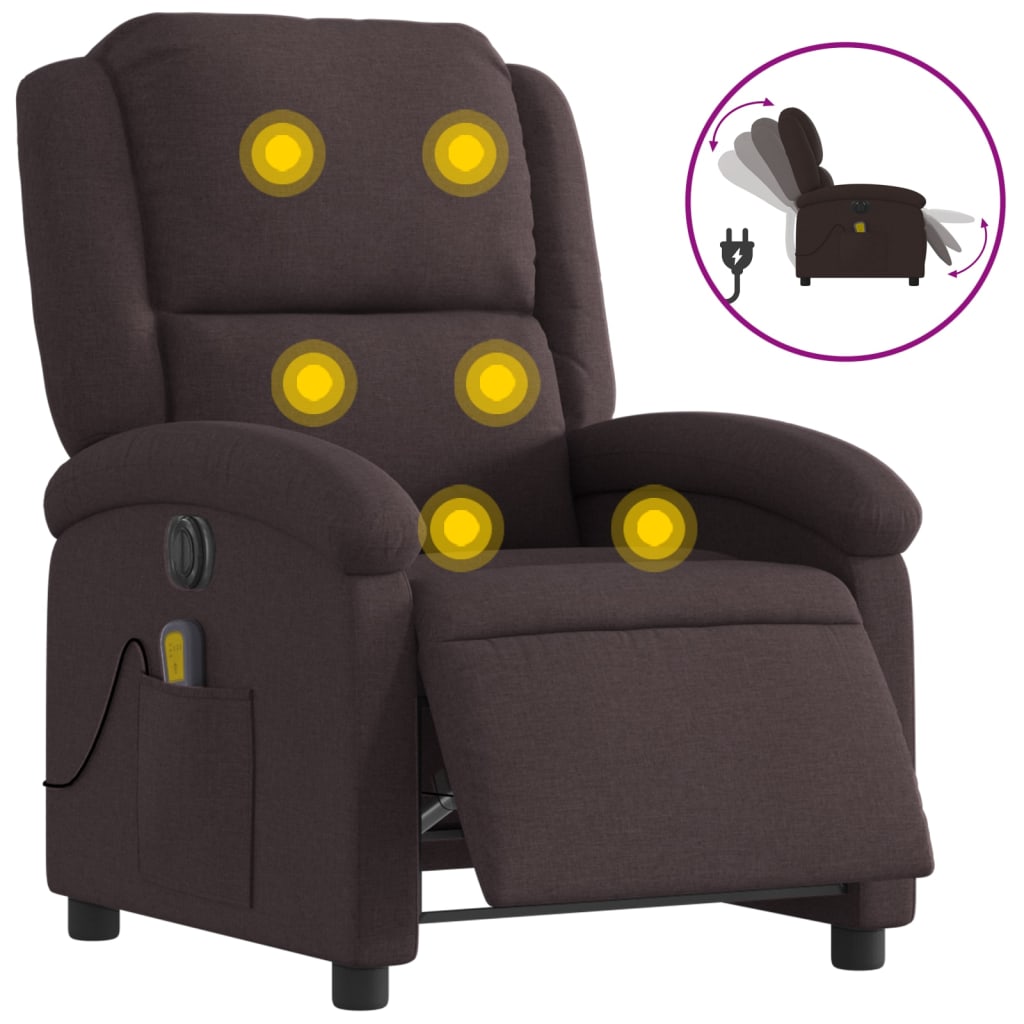Fotoliu electric de masaj rabatabil, maro închis, textil GartenMobel Dekor