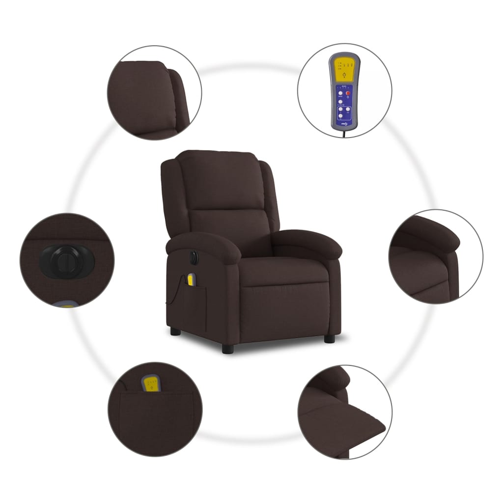 Fotoliu electric de masaj rabatabil, maro închis, textil GartenMobel Dekor