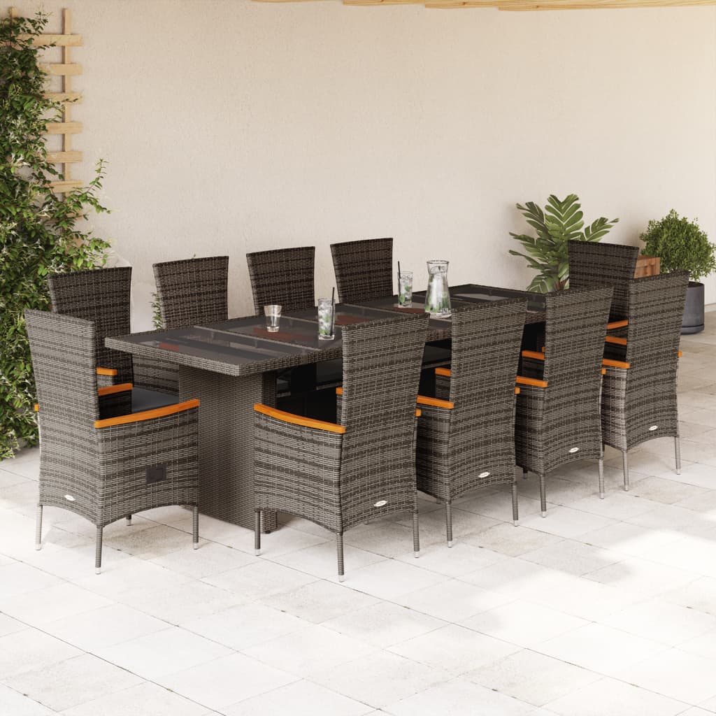 Set mobilier de grădină cu perne, 11 piese, gri, poliratan GartenMobel Dekor