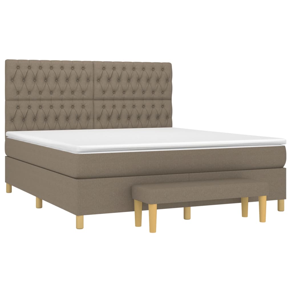 Pat continental cu saltea, gri taupe, 180x200 cm, textil GartenMobel Dekor