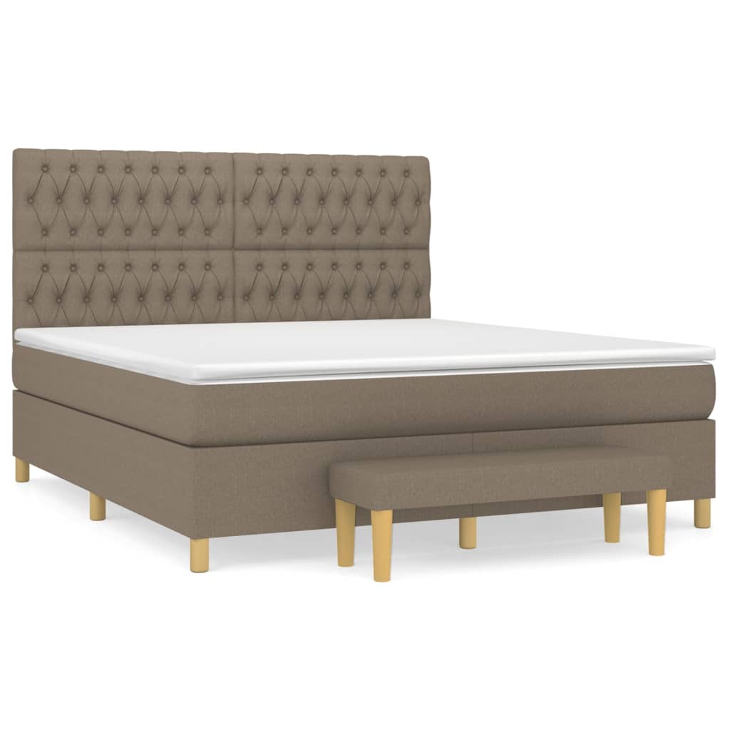 Pat continental cu saltea, gri taupe, 180x200 cm, textil GartenMobel Dekor
