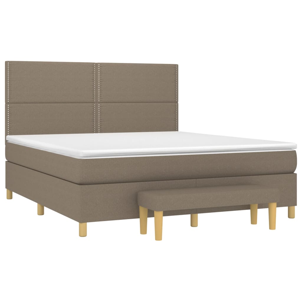 Pat continental cu saltea, gri taupe, 180x200 cm, textil GartenMobel Dekor