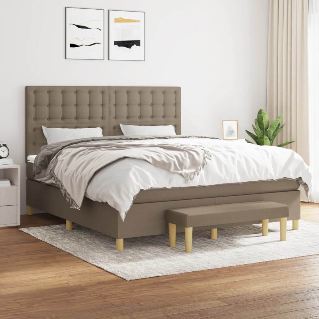 Pat continental cu saltea, gri taupe, 180x200 cm, textil GartenMobel Dekor