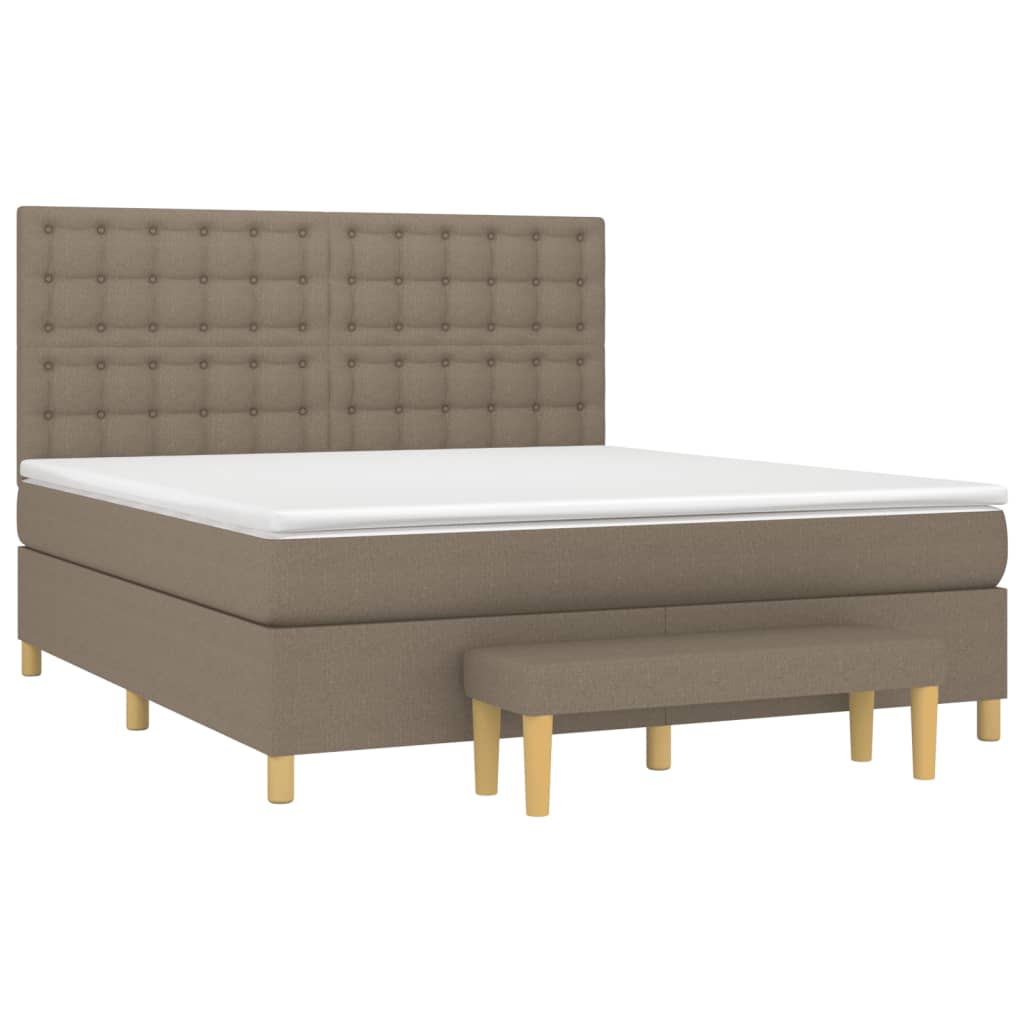 Pat continental cu saltea, gri taupe, 180x200 cm, textil GartenMobel Dekor