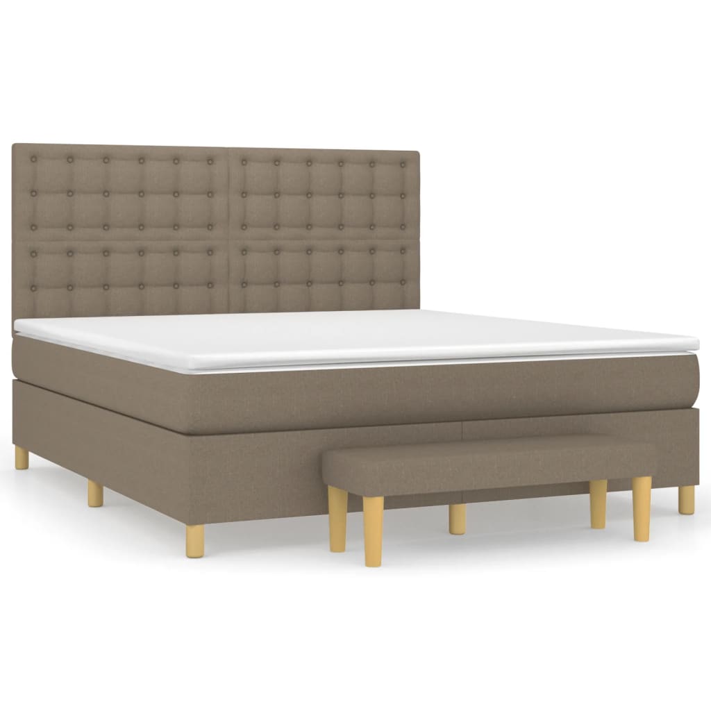 Pat continental cu saltea, gri taupe, 180x200 cm, textil GartenMobel Dekor