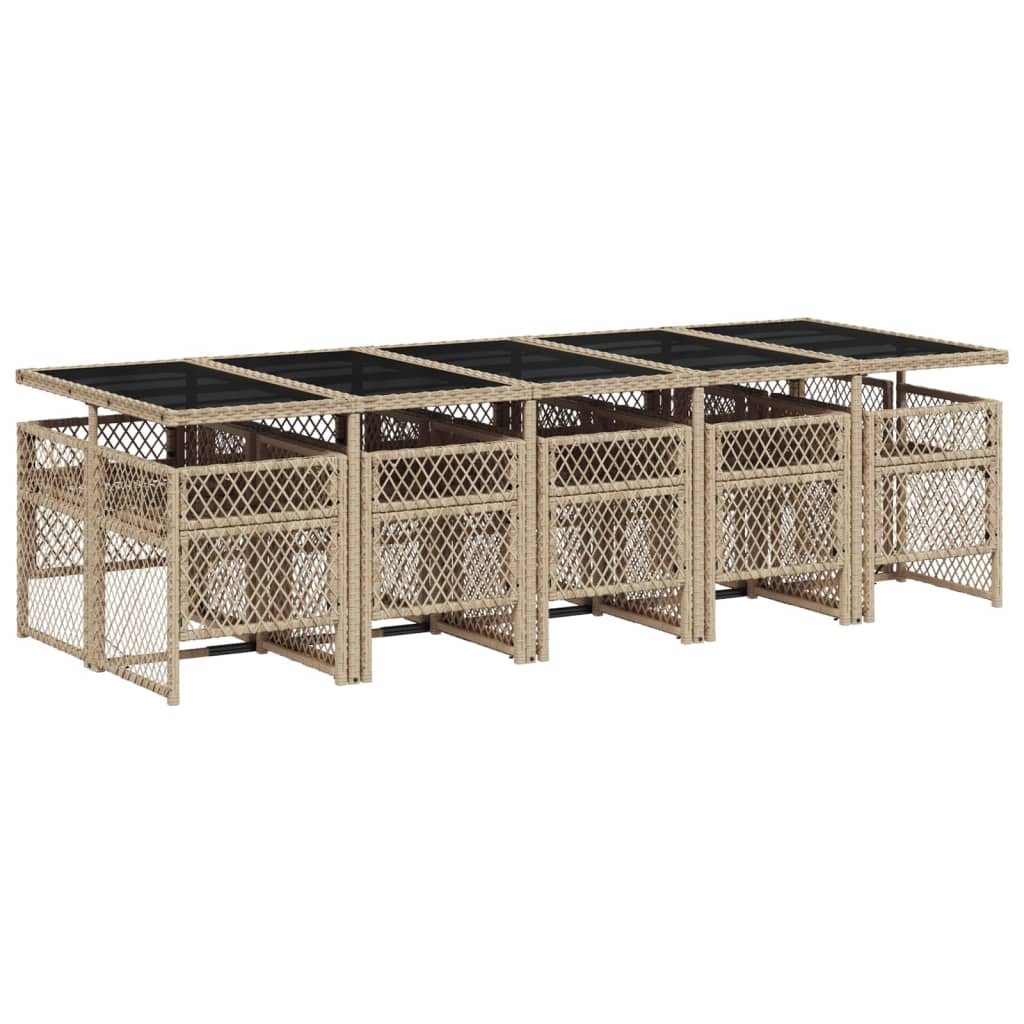 Set mobilier de grădină cu perne, 11 piese, bej, poliratan GartenMobel Dekor