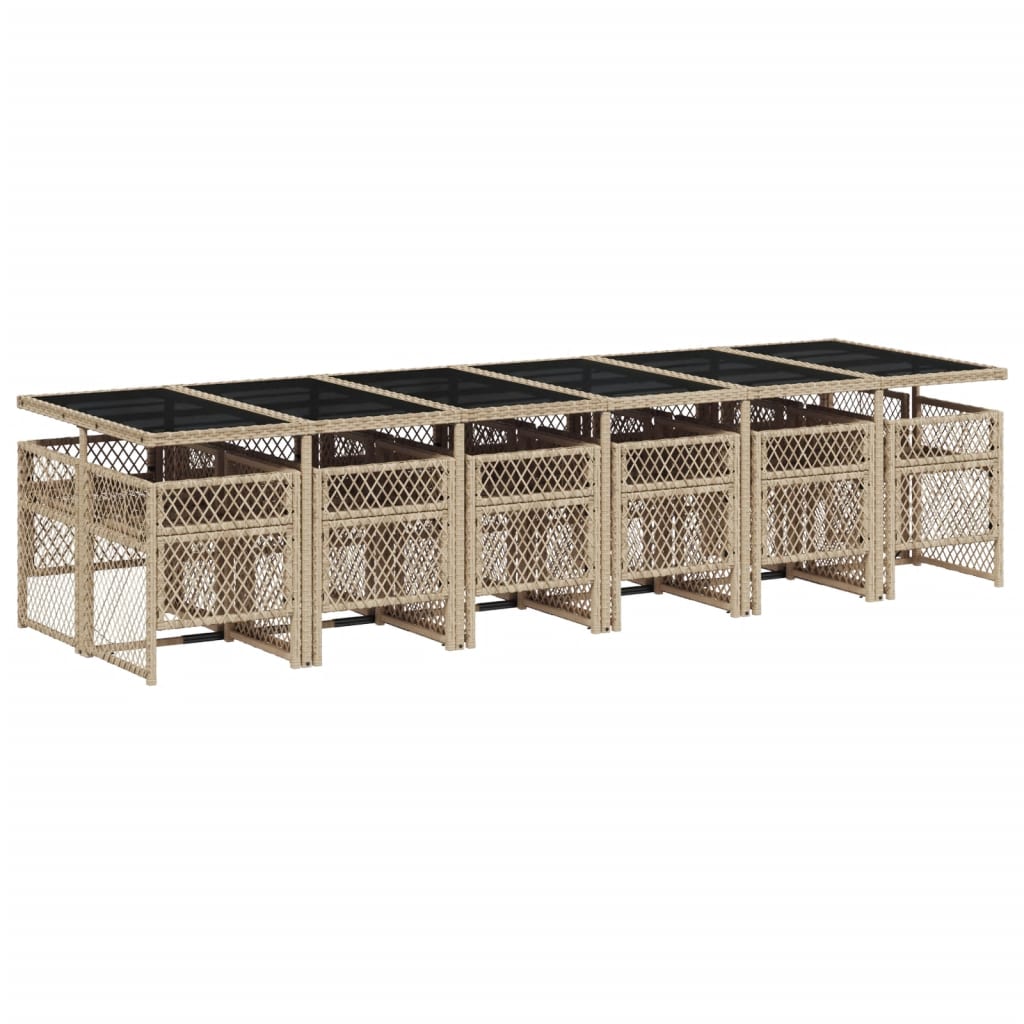 Set mobilier de grădină cu perne, 13 piese, bej, poliratan GartenMobel Dekor