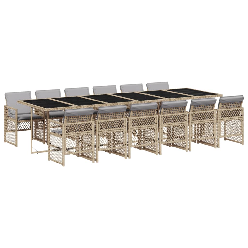 Set mobilier de grădină cu perne, 13 piese, bej, poliratan GartenMobel Dekor