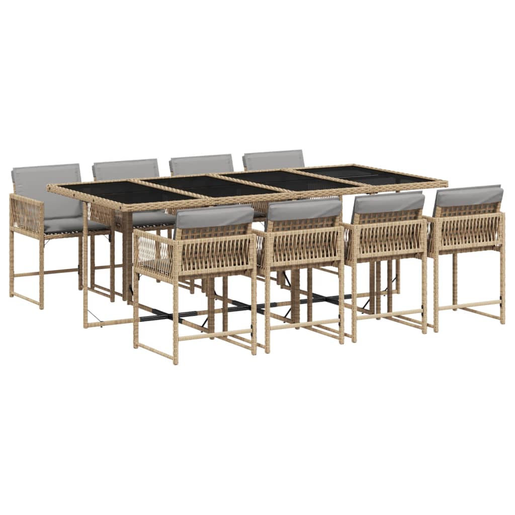 Set de masă pentru grădină, 9 piese, cu perne, bej, poliratan GartenMobel Dekor