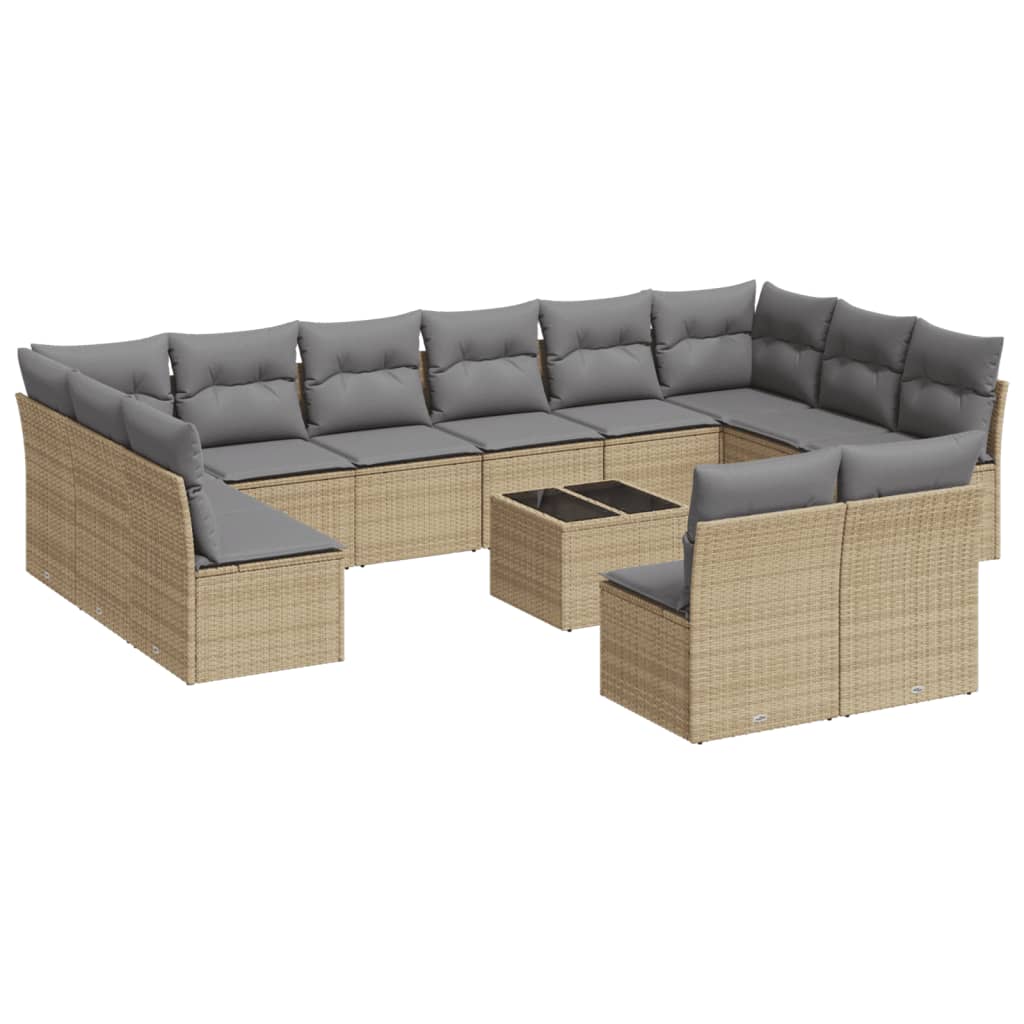 Set canapele de grădină, 13 piese, cu perne, bej, poliratan GartenMobel Dekor