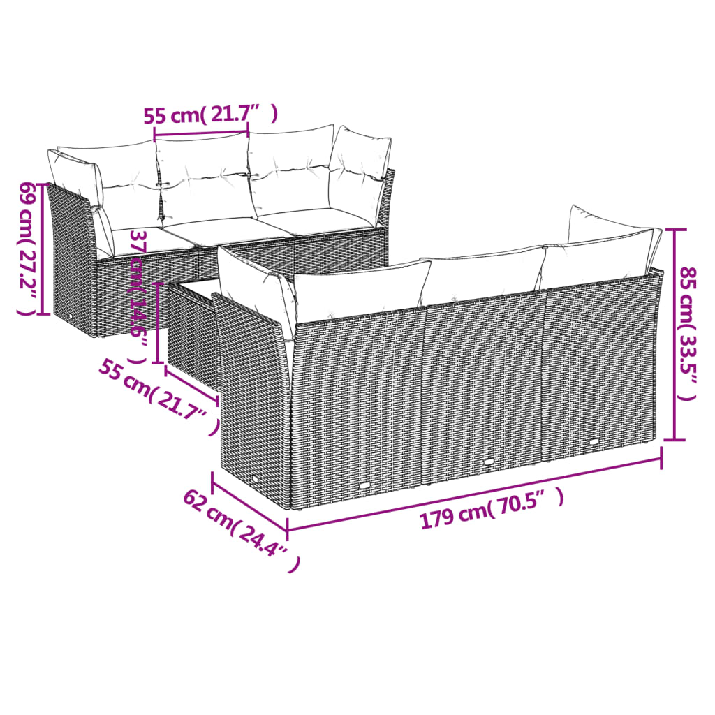 Set canapele de grădină, 7 piese, cu perne, bej, poliratan GartenMobel Dekor