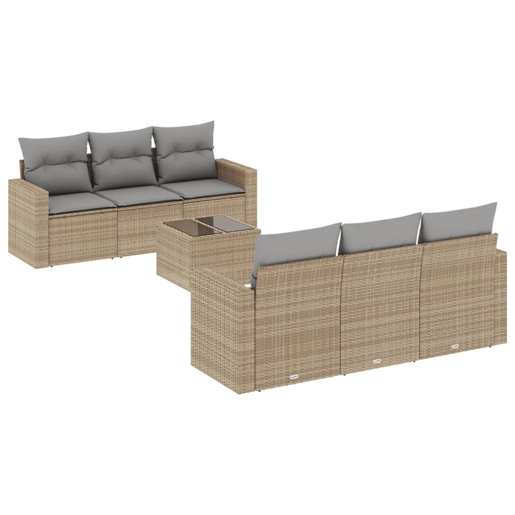 Set canapele de grădină, 7 piese, cu perne, bej, poliratan GartenMobel Dekor